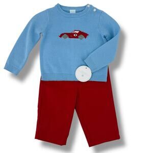 Edgehill Collection Baby Boy Race Car Knit Sweater Pants Set Size 12 Months